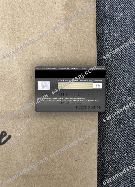 United Kingdom Santander bank visa signature card photolook back